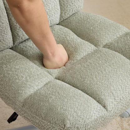 VINGLI Cute Armless Small Vanity Chair w/Plush Cushion &Fluffy Backrest, Comfy Swivel Chenille Office Desk Chair with 360° Wheels, Height Adjustable Makeup Chair for Bedroom&Dressing Room, Mint Green - color: Mint Green