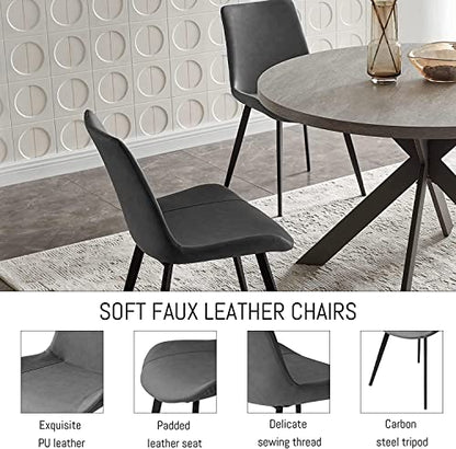 Zerifevni Round Dining Table Set, Mid Century Modern 47 INCH, Leisure Coffee Table, Saving Space (Grey) - color: 1 X Table 4 Grey Chairs