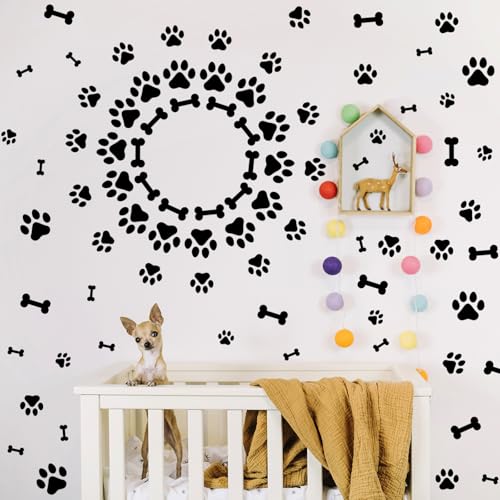 AOWDIAO 174 Pcs Dog Paw Decals - Peel and Stick Vinyl Wall Stickers for Dog's Room, Playroom & Party Decor - style: Paw Print