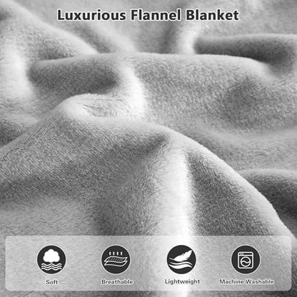 Lukeight Fleece Throw Blanket, Luxury Cozy Fuzzy Lightweight Soft Blankets for Sofa Couch Bed Car Travel and Camping (Light Grey, 50x60 Inches) - color: Solid Light Grey, size: 50 in x 60 in