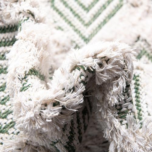 Rugs.com - Sabrina Soto Casa Rug – 8 Ft Runner Green Textured Cotton Runner Modern Geometric Design, Perfect for Hallways and Entryways - color: Green, size: 2'3" x 8' (Runner)