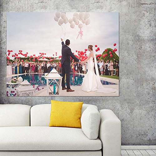 Customized Small Wall Mural with Your Wedding Photos, Removable Self-Adhesive Wallpaper for Living Room Bedroom - 24x32 inches - color: Custom-wedding, size: 24"x32"
