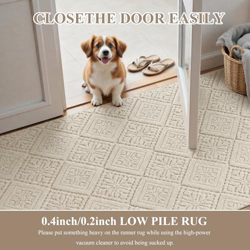 U'Artlines 3x5 Beige Washable Area Rug for Living Room | Soft Fluffy, High Low Textured Carpet, Modern Neutral, Geometric, Non Slip Rugs for Bedroom, Dining Room, Kids Room - size: 3 x 5ft