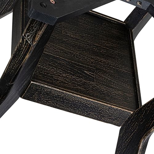 F58-11-TP - Kitchen Table with Acacia Wood Round Tabletop, Sand Blasted Black Finish - color: Sand Blasted Black, size: 54x54 Inch