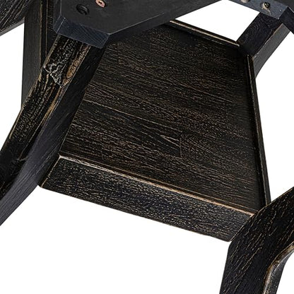 F58-11-TP - Kitchen Table with Acacia Wood Round Tabletop, Sand Blasted Black Finish - color: Sand Blasted Black, size: 54x54 Inch