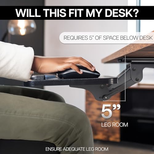 VIVO Adjustable Computer Keyboard & Mouse Platform Tray Ergonomic Under Table Desk Mount Drawer Underdesk Shelf (MOUNT-KB03B) | Adjustable Computer Keyboard and Mouse Platform, Ergonomic Under Table Desk Mount Drawer, Full Swivel - color: Black