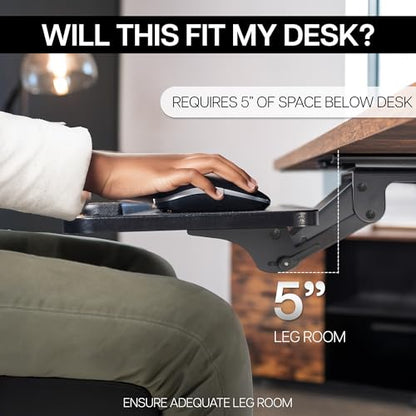 VIVO Adjustable Computer Keyboard & Mouse Platform Tray Ergonomic Under Table Desk Mount Drawer Underdesk Shelf (MOUNT-KB03B) | Adjustable Computer Keyboard and Mouse Platform, Ergonomic Under Table Desk Mount Drawer, Full Swivel - color: Black