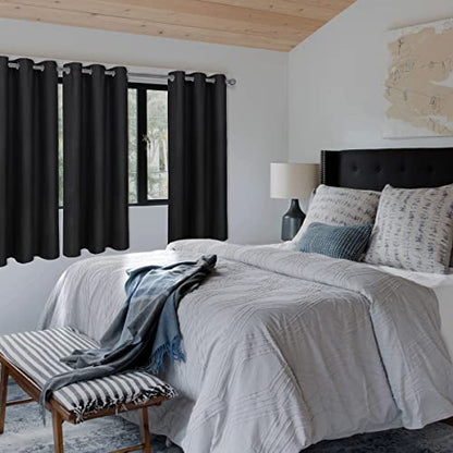 Diraysid Black Grommet Blackout Curtains for Bedroom Thermal Insulated Room Darkening Curtains Drapes, 42 x 54 inch, 2 Panels - color: Black, size: 42"W x 54"L (Pack of 2)