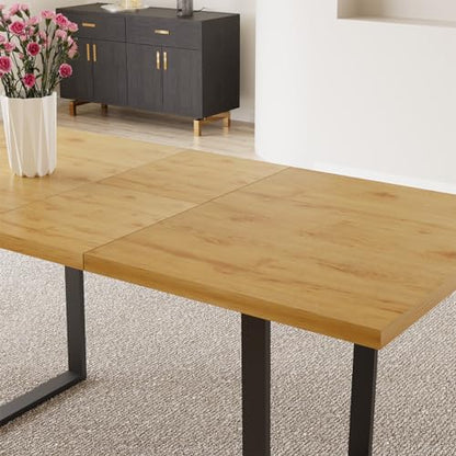 Mid-Century Extendable Dining Table Set, 51"-67", 6 Upholstered Chairs - color: Table With 6 Brown Chairs, size: 51"-67"