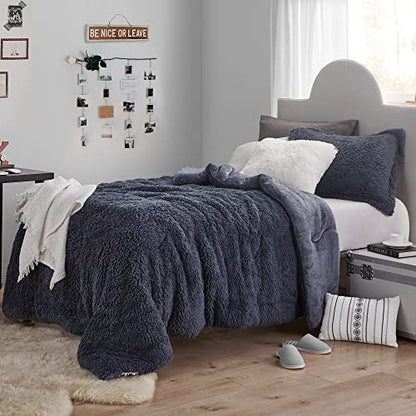 Puts This to Sleep Coma Inducer® Twin Oversized Comforter Set, Plum Granite | Experience Coma Worthy Sleep with Shaggy Plush Extra Large Bedding