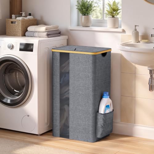 BlissTotes 100L Laundry Basket Hamper with Lid & Removable Bag,Light Grey | Clothes Laundry Hamper with Handles,Breathable Design Hamper for Bedroom, Bathroom, Dorm, Laundry Room - color: Light Grey, size: 100l