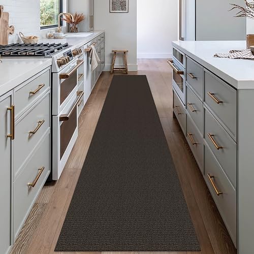 Washable Runner Rug, Non Slip Hallway Rug, 2x12 Ft, Taupe/Coffee | Washable Braided Runner Carpet,, Non Slip Rubber Dot Backed, For Hallway, Kitchen, Entryway, Bedroom, Laundry Room, Foyer - color: Taupe/Coffee, size: 2' x 12' (Rectangular)