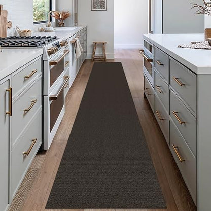 Washable Runner Rug, Non Slip Hallway Rug, 2x12 Ft, Taupe/Coffee | Washable Braided Runner Carpet,, Non Slip Rubber Dot Backed, For Hallway, Kitchen, Entryway, Bedroom, Laundry Room, Foyer - color: Taupe/Coffee, size: 2' x 12' (Rectangular)