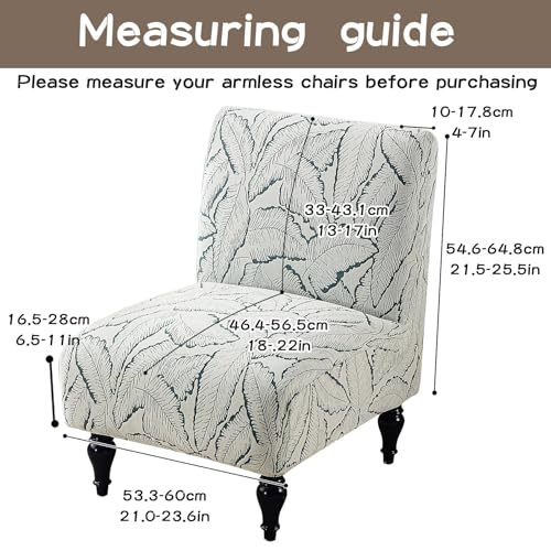 Jacquard Armless Chair Cover Soft Chenille Accent Chair Slipcover Printed Slipper Chair Slipcover All-Season for Living Room Hotel Bedroom Green - color: Green
