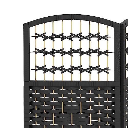 HOMCOM 6 Panel Room Divider, Folding Privacy Screen, 5.6', Black | Room Separator, Wave Fiber Freestanding Partition Wall Divider - color: Black, size: 6 Panel