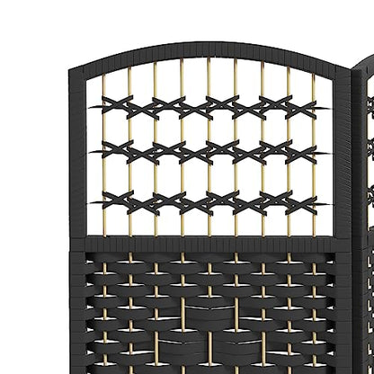 HOMCOM 6 Panel Room Divider, Folding Privacy Screen, 5.6', Black | Room Separator, Wave Fiber Freestanding Partition Wall Divider - color: Black, size: 6 Panel