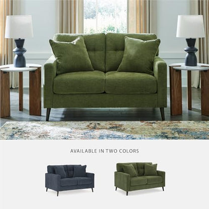 Signature Design by Ashley Bixler Loveseat Sofa, Green Small Couch | Fully assembled, 57 in W small couch, Olive green chenille upholstery, Anti-sag platform foundation - color: Green