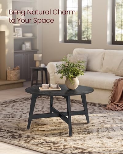 VASAGLE Round Coffee Table, 31.5-Inch Center Table, Tapered Legs | Curved Transitions, Easy to Assemble, for Living Room, Charcoal Gray, MAEZO Collection ULCT251BA02 - color: Charcoal Gray, size: 31.5"Dia. x 18"H