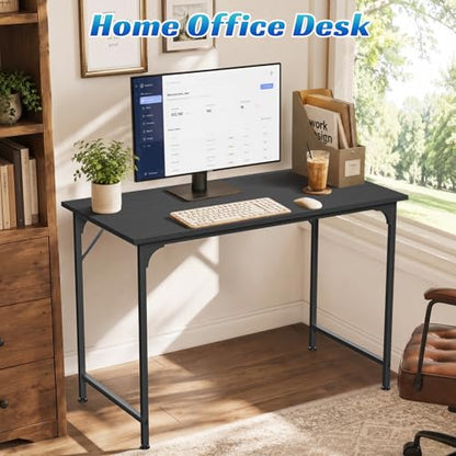 40 inch Computer Desk Gaming Desk Multi-Function Writing Table Student Art Modren Simple Style PC Wood and Metal Desk Workstation, Black - color: Black, size: 40 inch
