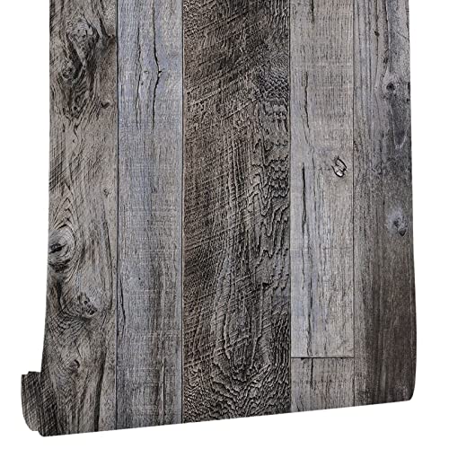 Yun-aeon Gray Wood Peel and Stick Wallpaper 17.3" X 120"Self Adhesive Wallpaper Backsplash Line Removable Wall Paper Bathroom Old Furniture Renovation Furniture - color: Natural Wood-Gray, size: 17.3" x 120"