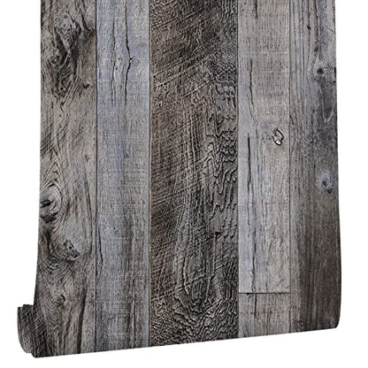 Yun-aeon Gray Wood Peel and Stick Wallpaper 17.3" X 120"Self Adhesive Wallpaper Backsplash Line Removable Wall Paper Bathroom Old Furniture Renovation Furniture - color: Natural Wood-Gray, size: 17.3" x 120"
