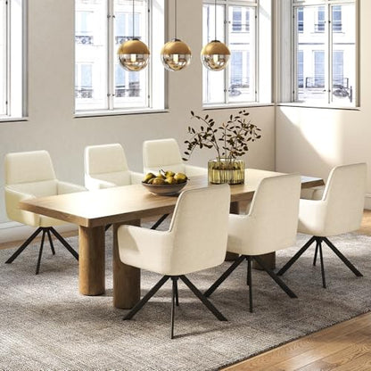 Modern Swivel Dining Chairs Set of 2, Upholstered Dining Room Chairs with Thicken Cushion, 360°Swivel Dining Chairs with Metal Legs for Dining Room, Kitchen, Bedroom, Chenille, Beige - color: Beige, size: Set of 2