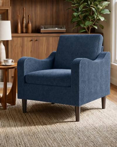 Accent Arm Chair – Navy Blue, Upholstered Scooped Comfy Reading Chair for Living Room, Bedroom, Apartment, Waiting Room - color: Navy Blue, size: 33.1"x29.53"x29.92"(2pcs)