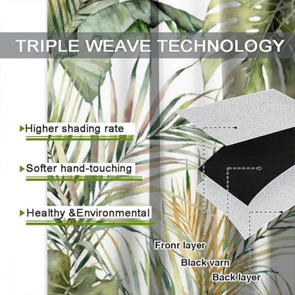 Tropical Leaves Curtains, Green Gold Palm Tree Leaf Banana Monstera Jungle Plant Hawaii Botanical Nature Window Treatments Drapes for Bedroom Living Room Apartment 42" W X 45" L(No Blackout) - color: Flamingo-9, size: 20.5"W x 45"L (Pack of 2)