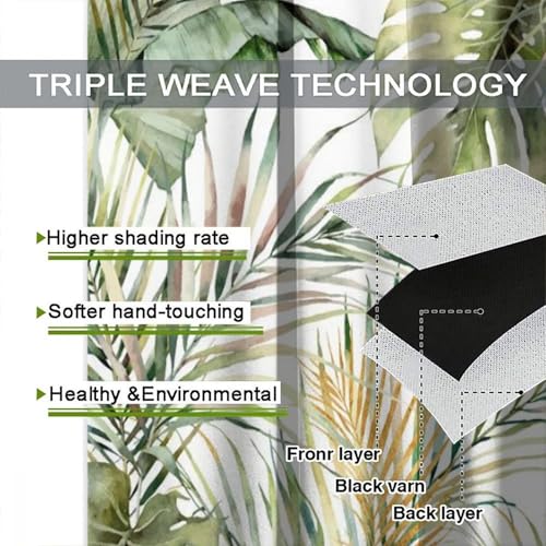 Tropical Leaves Curtains, Green Gold Palm Tree Leaf Banana Monstera Jungle Plant Hawaii Botanical Nature Blackout Window Treatments Drapes for Bedroom Living Room Apartment 42" W X 45" L - color: Flamingo-9, size: 21"W x 45"L (Pack of 2)