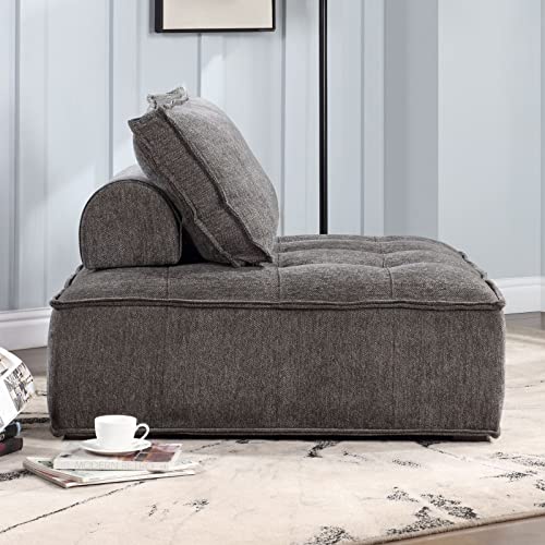KEVINSPACE 41.3" Modular Sectional Sofa Couch, Armless Floor Chair with Black Legs and Pillow, Fabric Convertible Sofa, Variable Sectional Sofa for Living Room, Free Combination Gray Black - color: 41.3" Black