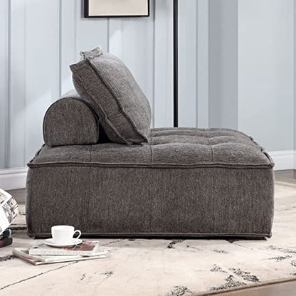 KEVINSPACE 41.3" Modular Sectional Sofa Couch, Armless Floor Chair with Black Legs and Pillow, Fabric Convertible Sofa, Variable Sectional Sofa for Living Room, Free Combination Gray Black - color: 41.3" Black