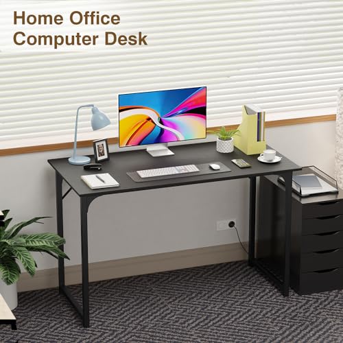 FDW 47 inches Computer Desk/Home Office Desk/Writing Study Table/Modern Simple Style PC Desk with Metal Frame,Black - color: Black, size: 47 Inches