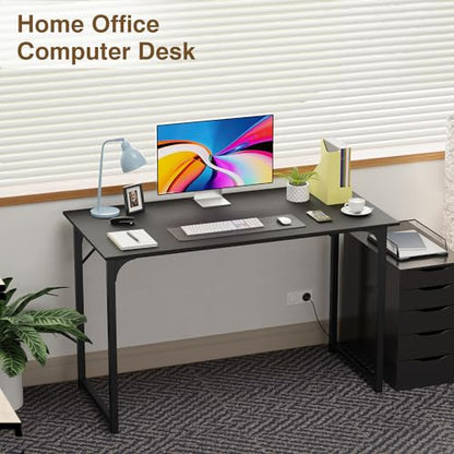 FDW 47 inches Computer Desk/Home Office Desk/Writing Study Table/Modern Simple Style PC Desk with Metal Frame,Black - color: Black, size: 47 Inches