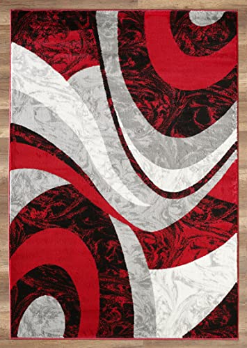 Yafa Home Fashion Modern Contemporary Swirls Design Area Rug, Luxurious, Elegant, and Fashionable Area Rug (Red, 2 ft X 7 ft) - color: Red, size: 7' x 2' (Rectangular)