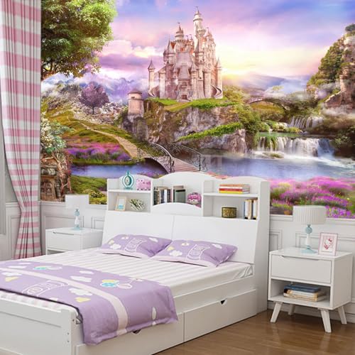 GLWYHY-Children's Room Castle Peel-and-Stick Wall Mural-58 x80 | Self-adhesive, Wallpaper,Cartoon,Bedroom,Wall paintings,Dreamy. - color: Zzsl-04, size: 58"x80"