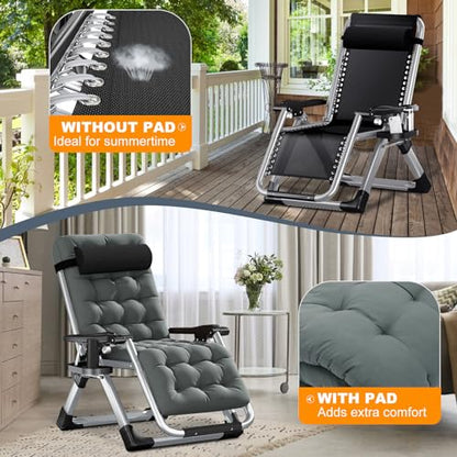 Comfy Folding Chair, Folding Lounge Chair with Cushion, Reclining Chair - color: Smoky Gray