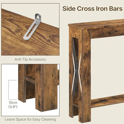 Farmhouse Console Table, 39.4'' Small Narrow Entryway Table, Wood Couch Table Behind Sofa with Storage Shelf, Slim Farmhouse Hallway Table for Living Room, Hallway, Foyer, Rustic Brown CT34RR - color: Rustic Brown