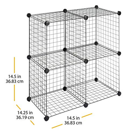Whitmor Storage Cubes - Stackable Interlocking Wire Shelves -Black (Set of 4) - color: Black