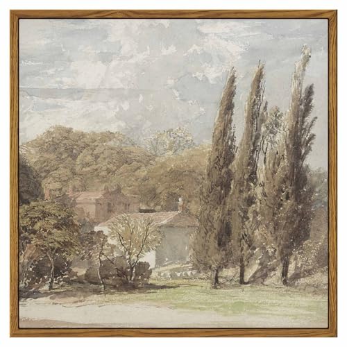 InSimSea Square Framed Canvas Wall Art, Gardens Classical Scenery Paintings, Rustic Gardens Wall Pictures for Bedroom Bathroom Living Room, Canvas Prints Artwork, Vintage Home Decor 12"x12" - color: Kensington Gardens, size: 12"L x 12"W