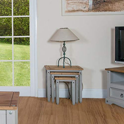 Wood Nest of 3 Tables Corona Gray - color: Grey