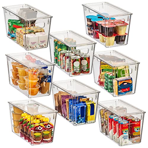 ClearSpace Plastic Storage Bins with Lids for Pantry & Fridge, 8 Pack | Modern plastic storage bins with lids for pantry and refrigerator organization, 9L capacity, transparent rectangular shape - size: 8 Pack