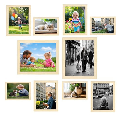 xnlkros Picture Frame Set 10 pack, Farmhouse Photo Frames, Gallery Wall Frame Collage, 8x10 5x7 4x6 Frames in 3 Different Finishes Picture Frames For Wall or Desk,Natural - color: Natura