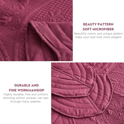 DaisyHuang Bedspread - Full Size Bedding Cover - Modern & Contemporary Coverlet Set, Real Stitching, Reversible, Lightweight, 5 Piece, Burgundy - color: Burgundy, size: Full(96"x110")