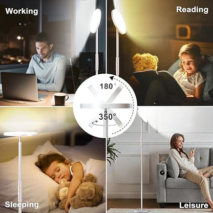 LED Floor Lamp, 3600LM Bright Standing Lamp 350W Equivalent with 2700K-6500K Stepless Dimming, Modern Torchiere Room Lamp with Remote/Touch Control, 69" Tall Lamp for Living Room Bedroom Office(White) - color: White