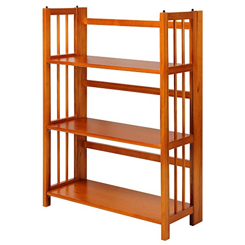 Casual Home 3-Shelf Folding Stackable Bookcase (27.5" Wide)-Honey Oak - color: Honey Oak, size: 3-Shelf Stackable