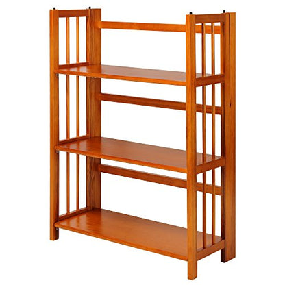Casual Home 3-Shelf Folding Stackable Bookcase (27.5" Wide)-Honey Oak - color: Honey Oak, size: 3-Shelf Stackable