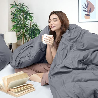 Duvet Cover Twin/Twin XL, 3 PC Cotton Like Polyester, Zipper Closure, Grey | Extra Soft and Breathable, Wrinkle & Fade Resistant, Includes Duvet Cover and 1 Pillow Sham, Comforter Not Included, OekoTex - color: Grey, size: Twin/Twin XL - Duvet Cover Set