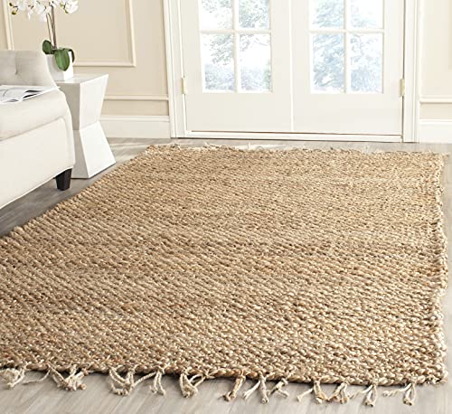 SAFAVIEH Natural Fiber Collection Area Rug - 6' x 9', Natural, Handmade Farmhouse Fringe Jute, Ideal for High Traffic Areas in Living Room, Bedroom (NF733A) - size: 6' x 9' (Rectangular)