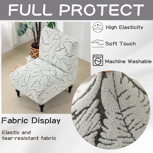 Armless Chair Cover Jacquard Furniture Protector Chenille Accent Chair Covers Elegance Removable Slipper Chair Slipcover for Living Room Army Green - color: Army Green