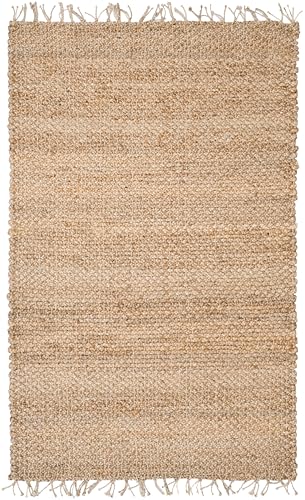 SAFAVIEH Natural Fiber Collection Area Rug - 6' x 9', Natural, Handmade Farmhouse Fringe Jute, Ideal for High Traffic Areas in Living Room, Bedroom (NF733A) - size: 6' x 9' (Rectangular)